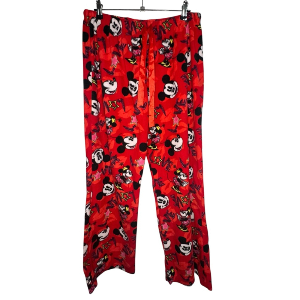 Disney Mickey Mouse Red Love Graphic Soft Pajama Lounge Pants With Front Tie